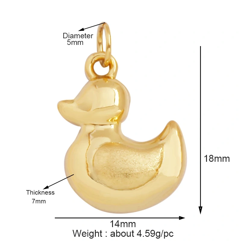 Elephant Dinosaur Leopard Rabbit Snake Bear Duck Charm Pendant,18K Gold Animal Necklace Bracelet for Handmade Jewelry Supply P19