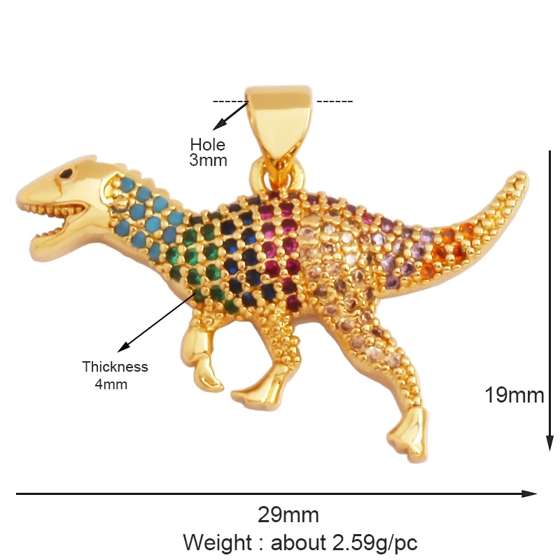 Elephant Dinosaur Leopard Rabbit Snake Bear Duck Charm Pendant,18K Gold Animal Necklace Bracelet for Handmade Jewelry Supply P19