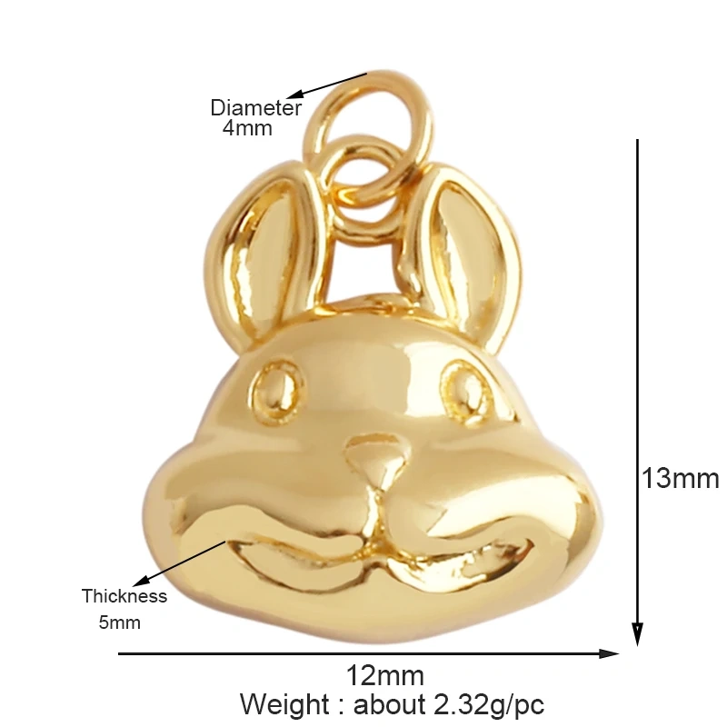 Elephant Dinosaur Leopard Rabbit Snake Bear Duck Charm Pendant,18K Gold Animal Necklace Bracelet for Handmade Jewelry Supply P19