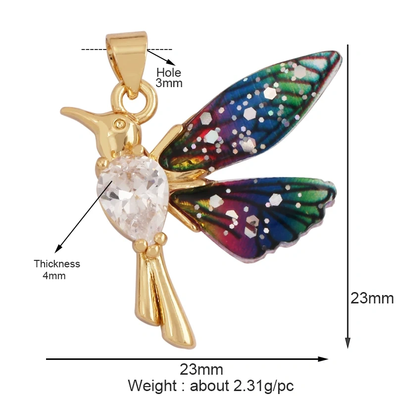 Acrylic Butterfly Fairy Dragonfly Bee Bird Charm Pendant,Insect Animal Jewelry Craft Necklace Making Accessories Supplies M79