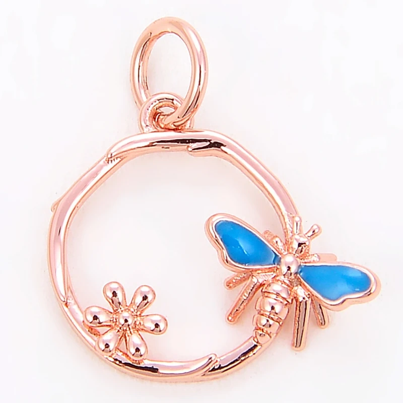 Bee Butterfly Dragonfly Spider Bird 18K Gold Zircon Charm Pendant,Cute Insect Animal Jewelry Craft Necklace Making Supplies M57