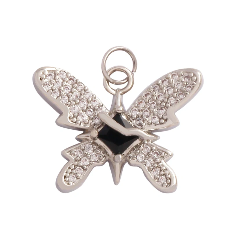 Bee Butterfly Bird Eagle Owl 18K Gold Plated Colorful Zircon Charm Pendant,Cute Insect Animal Jewelry Necklace Making Supply M71