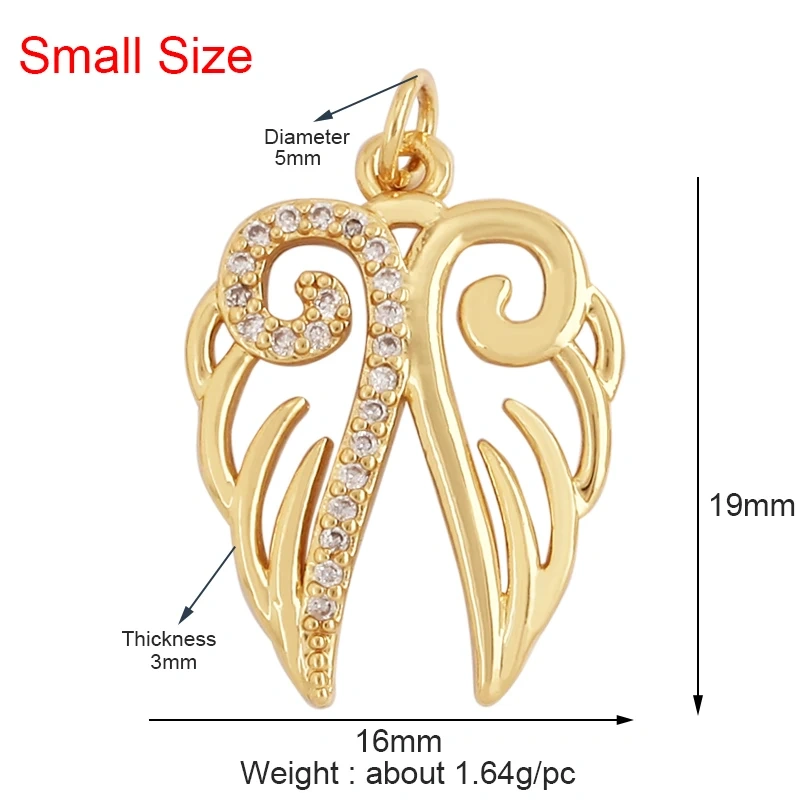 Bee Butterfly Bird Eagle Owl 18K Gold Plated Colorful Zircon Charm Pendant,Cute Insect Animal Jewelry Necklace Making Supply M71