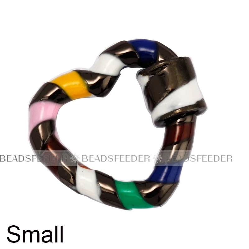 Heart Love Spring Colourful Enamel Screw On Carabiner Clasp ,for metal chain and cord , Findings for DIY Components