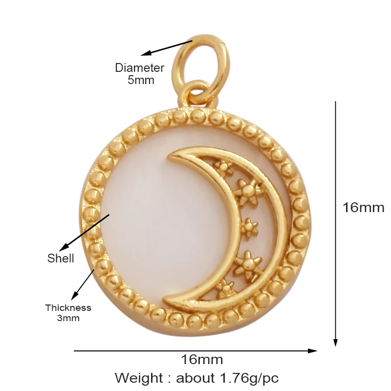 Trendy Shining Moon Star Space Celestial Compass Charm Pendant in Gold Colour , Jewelry Necklace Bracelet Making Supplies M71