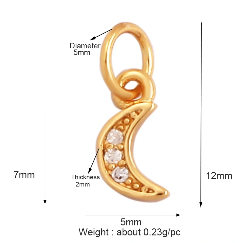 New Trendy Shining Sun Moon Star 18K Gold Plated Charm Pendant,Inlaid Cubic Zirconia Jewelry Necklace Bracelet Making Supply M57