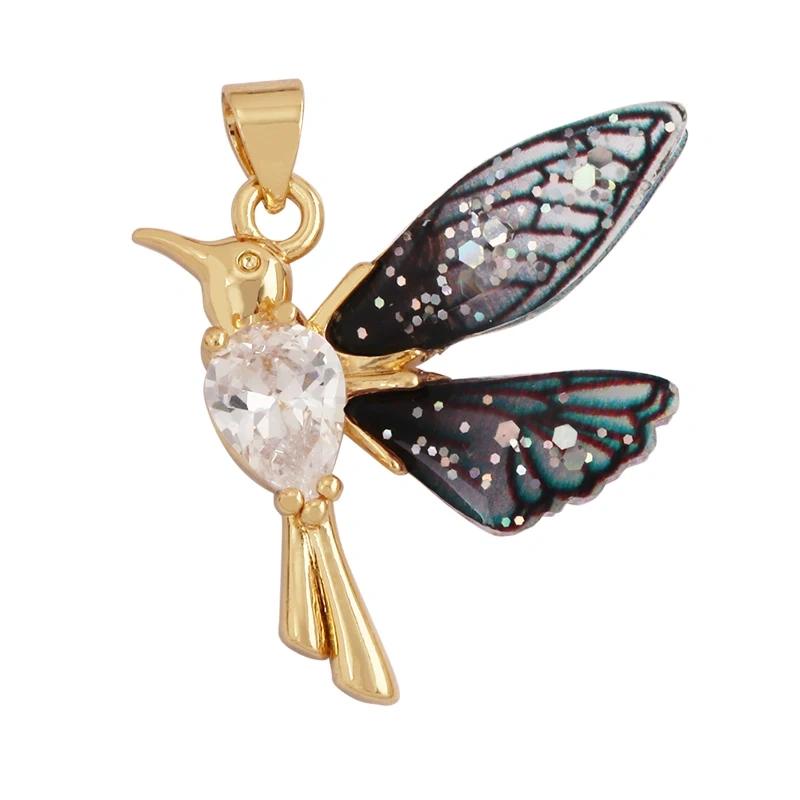 Acrylic Butterfly Fairy Dragonfly Bee Bird Charm Pendant,Insect Animal Jewelry Craft Necklace Making Accessories Supplies M79