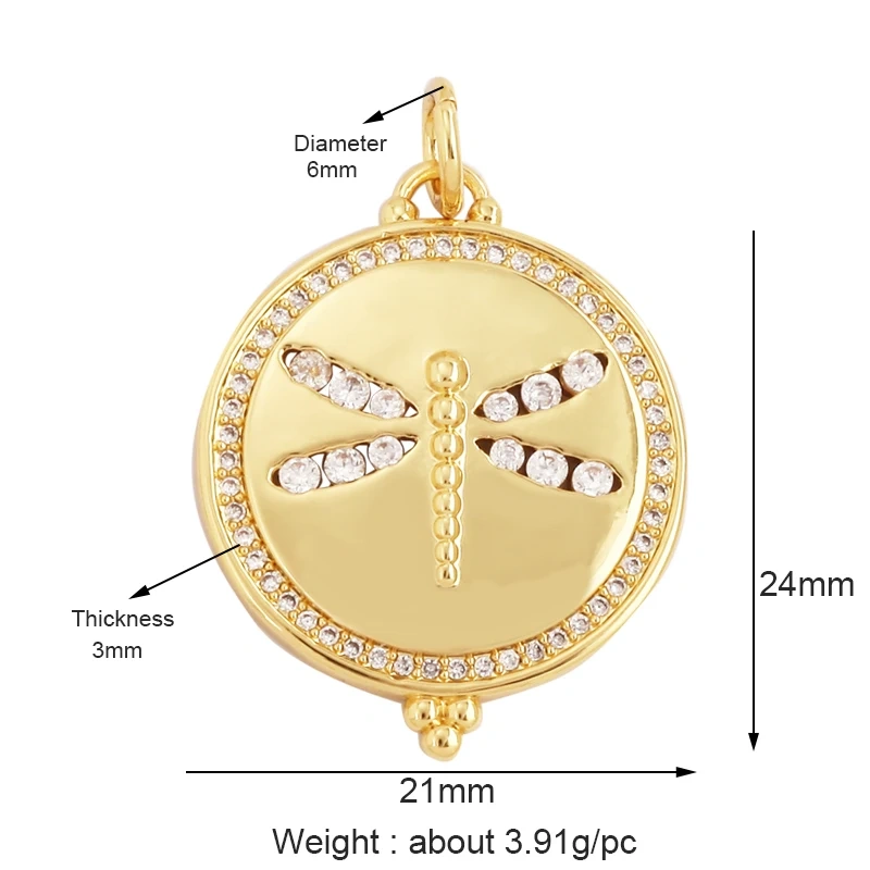 Bee Butterfly Dragonfly Spider Bird 18K Gold Zircon Charm Pendant,Cute Insect Animal Jewelry Craft Necklace Making Supplies M57