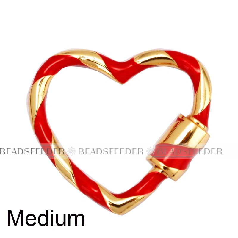 Heart Love Spring Colourful Enamel Screw On Carabiner Clasp ,for metal chain and cord , Findings for DIY Components Q08