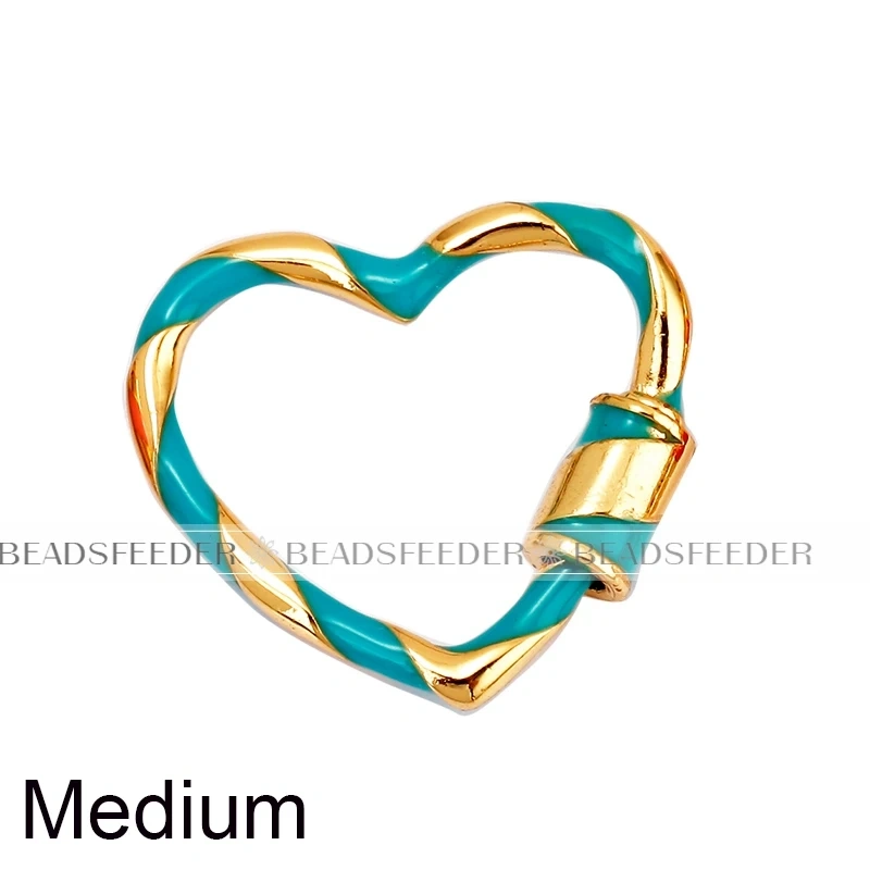 Heart Love Spring Colourful Enamel Screw On Carabiner Clasp ,for metal chain and cord , Findings for DIY Components Q08