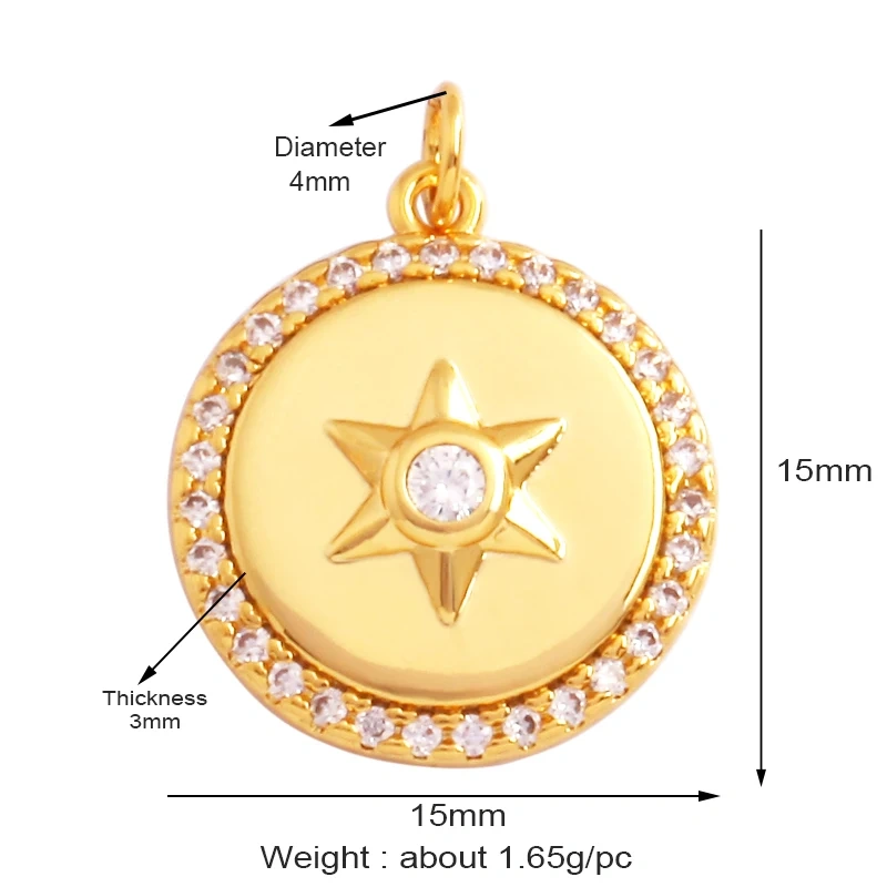 Trendy Shining Moon Star Space Celestial Compass Charm Pendant in Gold Colour , Jewelry Necklace Bracelet Making Supplies M71