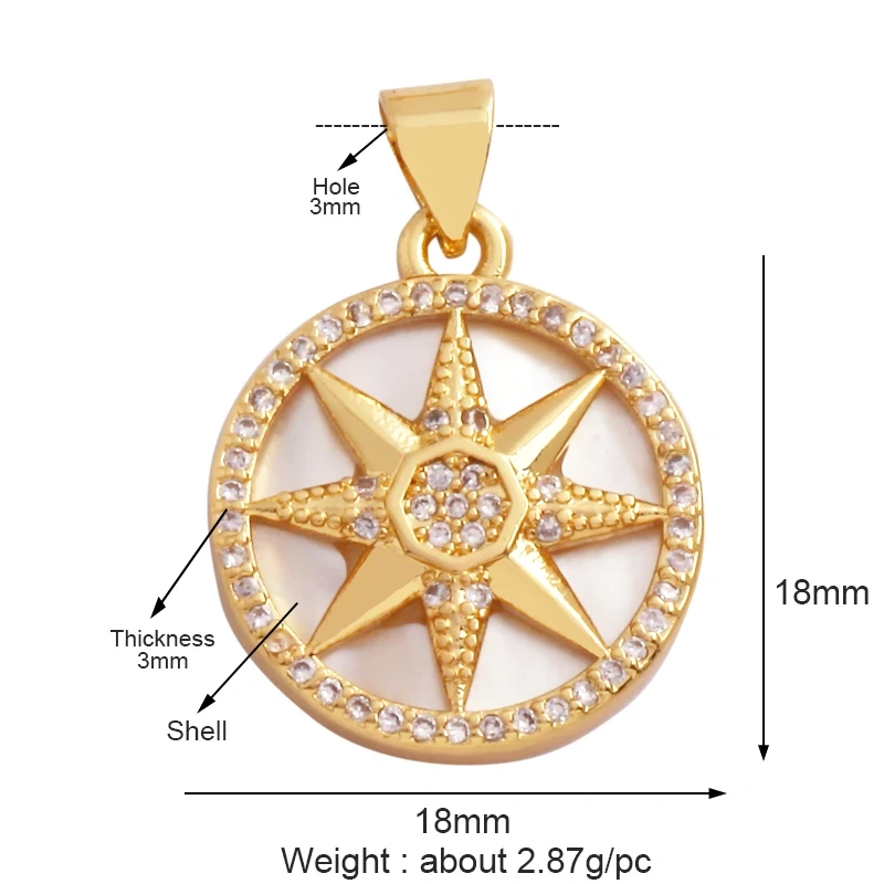 Trendy Shining Moon Star Space Celestial Compass Charm Pendant in Gold Colour , Jewelry Necklace Bracelet Making Supplies M71