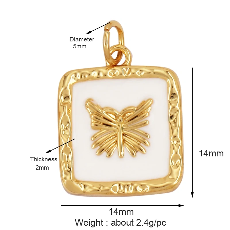 Bee Butterfly Dragonfly Spider Bird 18K Gold Zircon Charm Pendant,Cute Insect Animal Jewelry Craft Necklace Making Supplies M57