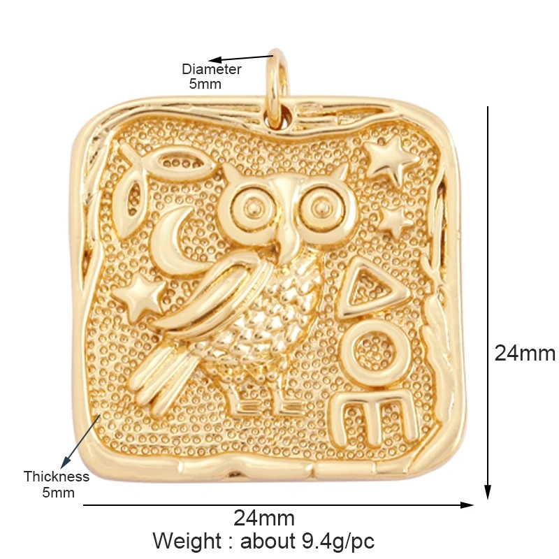 Bee Butterfly Bird Eagle Owl 18K Gold Plated Colorful Zircon Charm Pendant,Cute Insect Animal Jewelry Necklace Making Supply M71