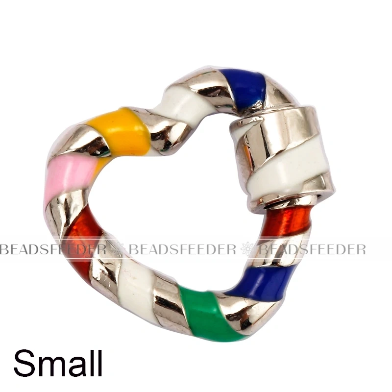 Heart Love Spring Colourful Enamel Screw On Carabiner Clasp ,for metal chain and cord , Findings for DIY Components