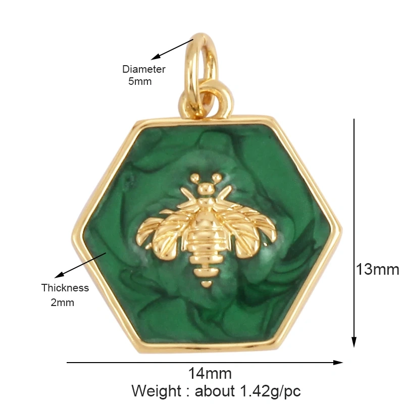 Bee Butterfly Dragonfly Spider Bird 18K Gold Zircon Charm Pendant,Cute Insect Animal Jewelry Craft Necklace Making Supplies M57