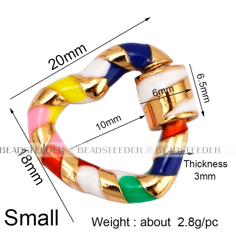 Heart Love Spring Colourful Enamel Screw On Carabiner Clasp ,for metal chain and cord , Findings for DIY Components
