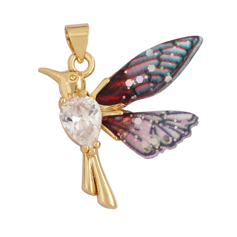 Acrylic Butterfly Fairy Dragonfly Bee Bird Charm Pendant,Insect Animal Jewelry Craft Necklace Making Accessories Supplies M79