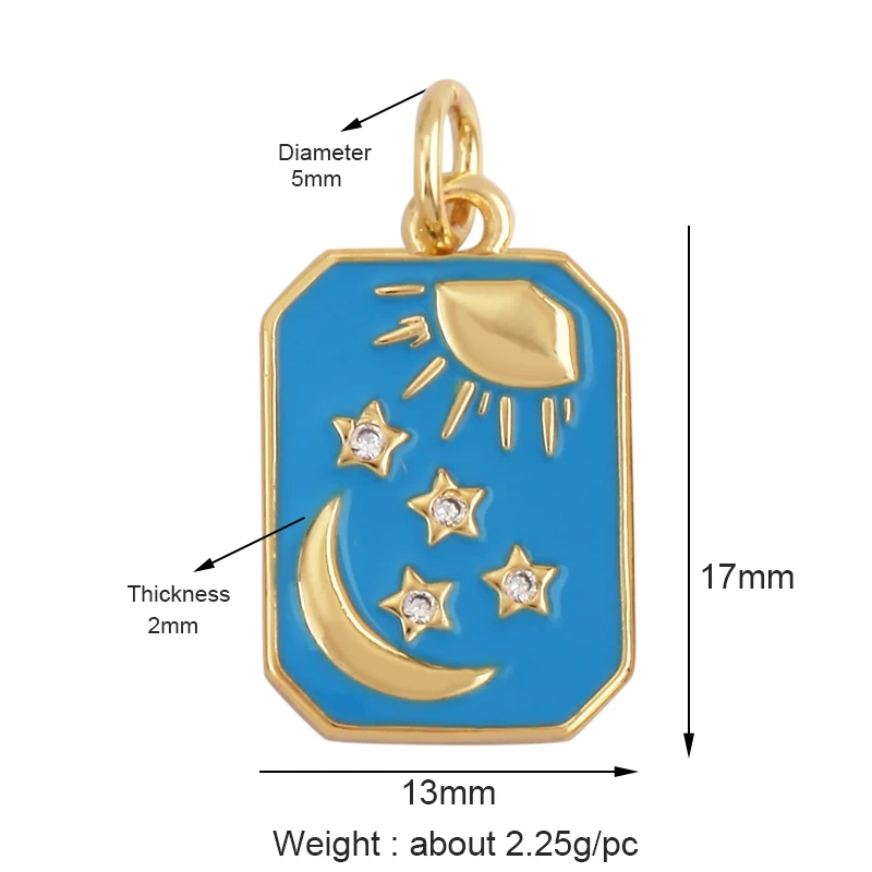 New Trendy Shining Sun Moon Star 18K Gold Plated Charm Pendant,Inlaid Cubic Zirconia Jewelry Necklace Bracelet Making Supply M57