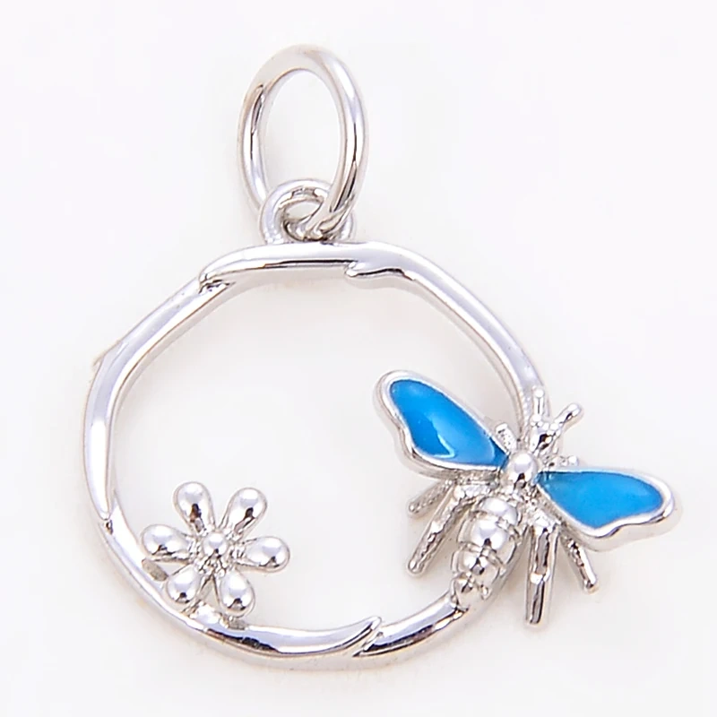 Bee Butterfly Dragonfly Spider Bird 18K Gold Zircon Charm Pendant,Cute Insect Animal Jewelry Craft Necklace Making Supplies M57
