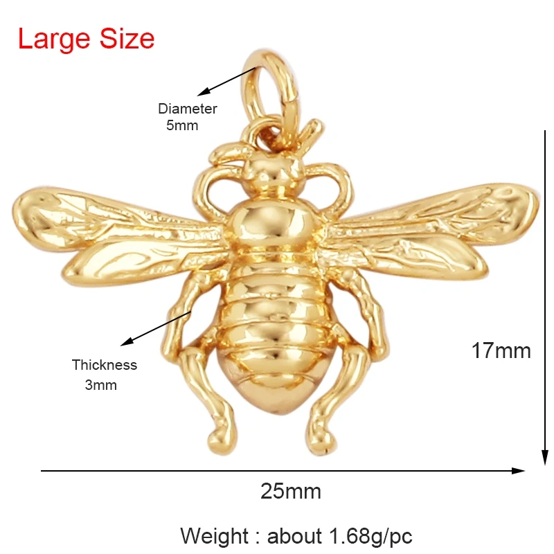 Bee Butterfly Dragonfly Spider Bird 18K Gold Zircon Charm Pendant,Cute Insect Animal Jewelry Craft Necklace Making Supplies M57