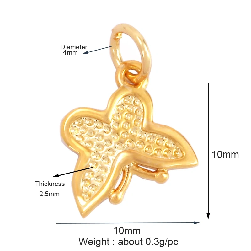 Bee Butterfly Bird Eagle Owl 18K Gold Plated Colorful Zircon Charm Pendant,Cute Insect Animal Jewelry Necklace Making Supply M71