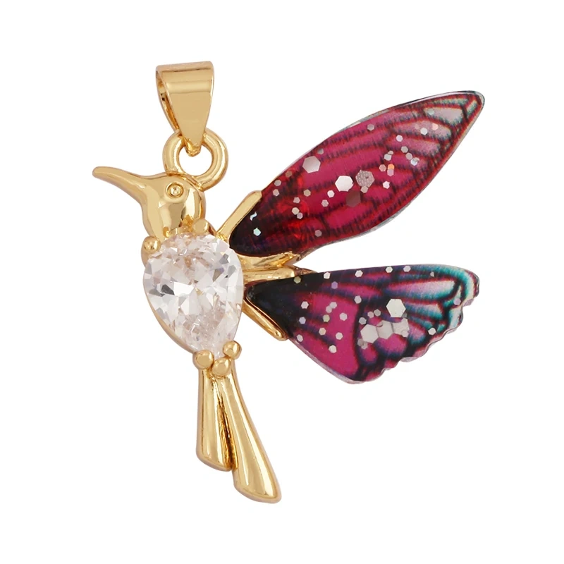 Acrylic Butterfly Fairy Dragonfly Bee Bird Charm Pendant,Insect Animal Jewelry Craft Necklace Making Accessories Supplies M79