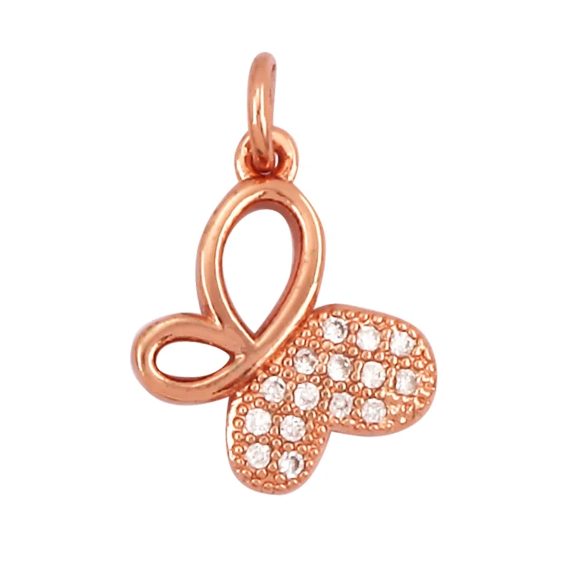 Bee Butterfly Bird Eagle Owl 18K Gold Plated Colorful Zircon Charm Pendant,Cute Insect Animal Jewelry Necklace Making Supply M71