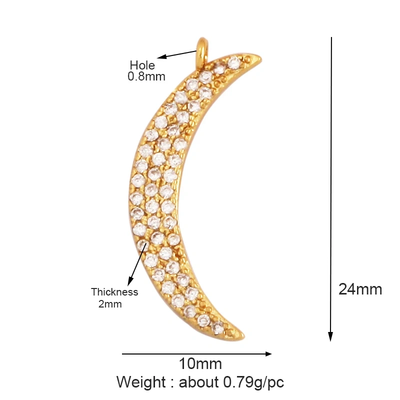 New Trendy Shining Sun Moon Star 18K Gold Plated Charm Pendant,Inlaid Cubic Zirconia Jewelry Necklace Bracelet Making Supply M57