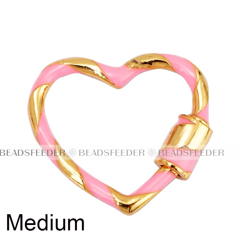 Heart Love Spring Colourful Enamel Screw On Carabiner Clasp ,for metal chain and cord , Findings for DIY Components Q08