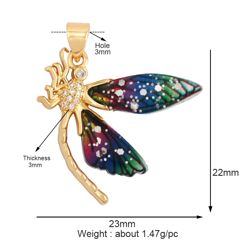 Acrylic Butterfly Fairy Dragonfly Bee Bird Charm Pendant,Insect Animal Jewelry Craft Necklace Making Accessories Supplies M79