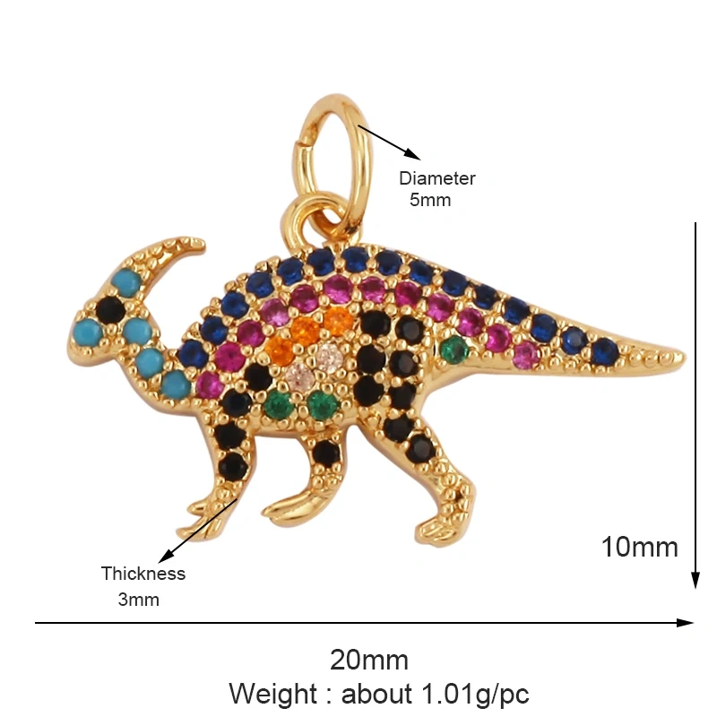 Animal Cat Dog Rabbit Leopard Lion Dinosaur Unicorn Charm Pendant,18K Gold Necklace Bracelet for Jewelry Findings Supplies M68