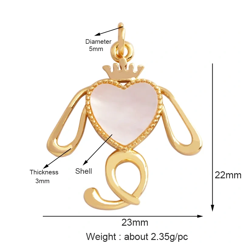 Animal Cat Dog Rabbit Leopard Lion Dinosaur Unicorn Charm Pendant,18K Gold Necklace Bracelet for Jewelry Findings Supplies M68