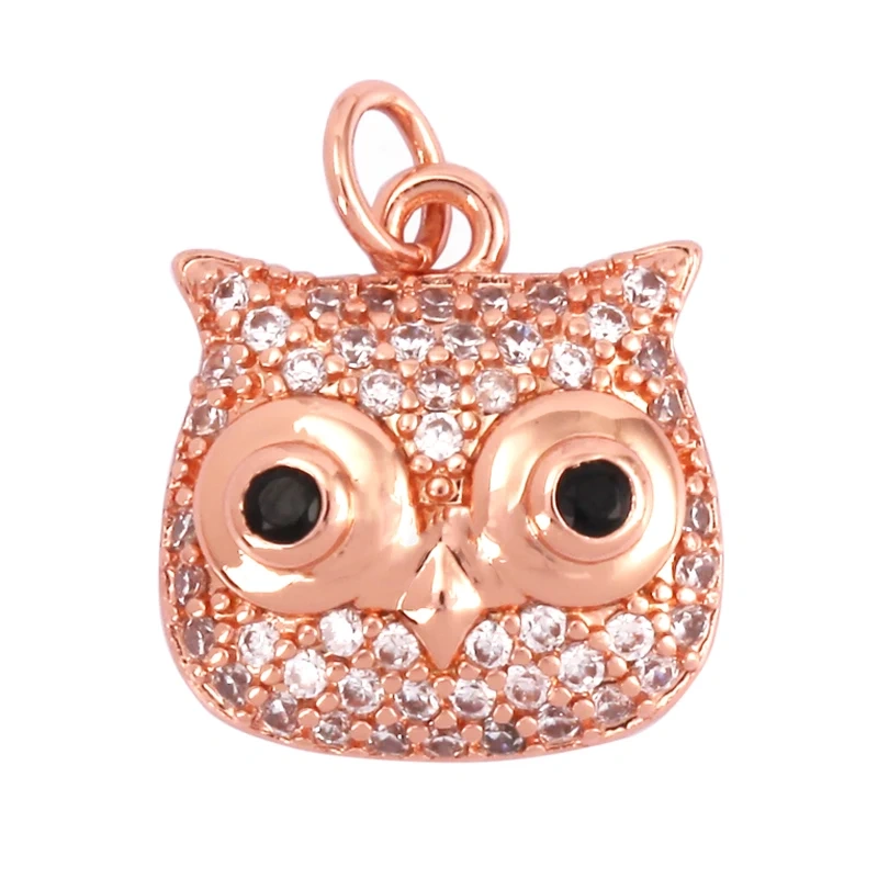 Unique Fine Animal Pet Dog Moon cat Owl Fox Sheep Goat Charm Pendant,Cute 18K Gold Necklace Bracelet for Jewelry Supplies N31
