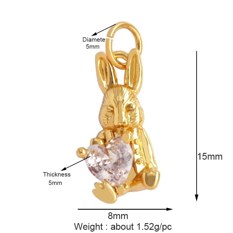 Animal Cat Dog Rabbit Leopard Lion Dinosaur Unicorn Charm Pendant,18K Gold Necklace Bracelet for Jewelry Findings Supplies M68