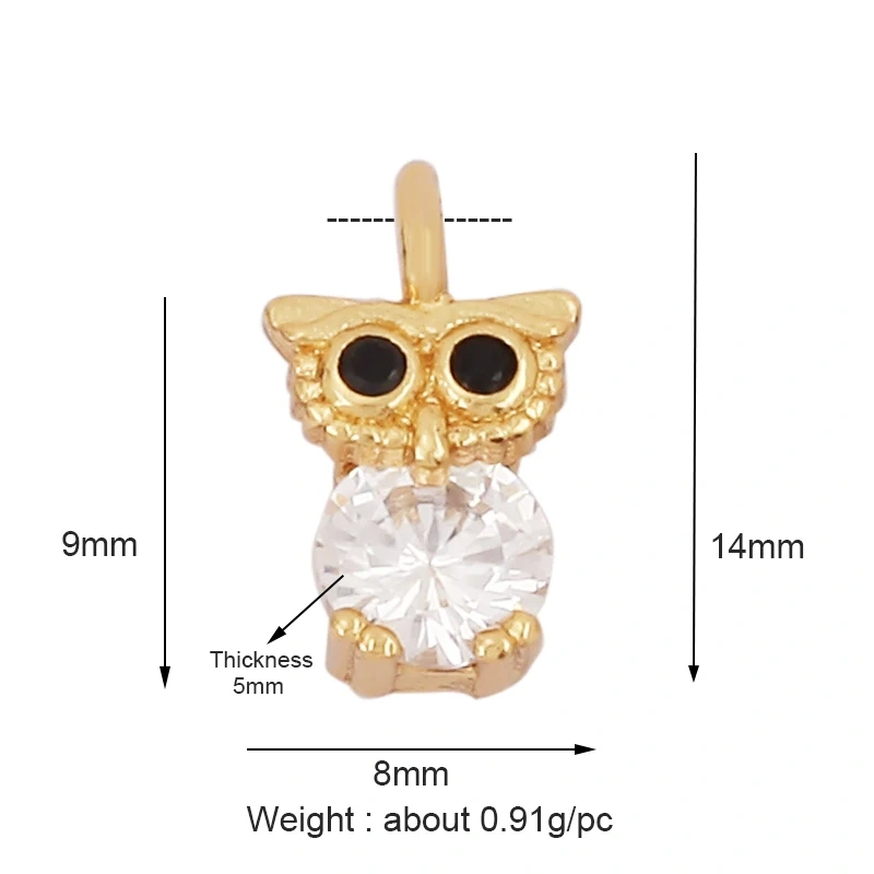 Unique Fine Animal Pet Dog Moon cat Owl Fox Sheep Goat Charm Pendant,Cute 18K Gold Necklace Bracelet for Jewelry Supplies N31