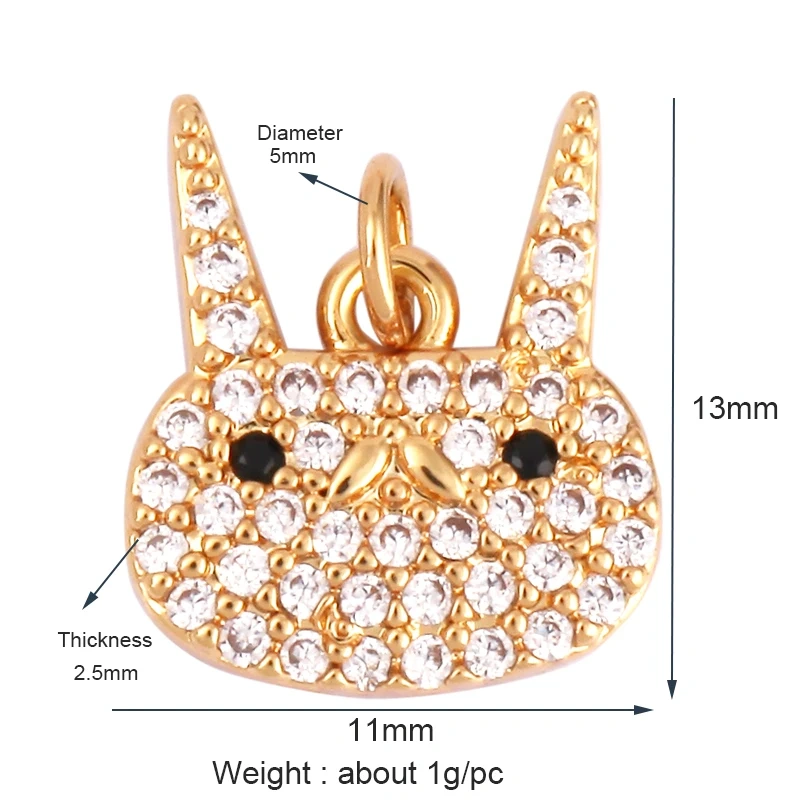 Unique Fine Animal Pet Dog Moon cat Owl Fox Sheep Goat Charm Pendant,Cute 18K Gold Necklace Bracelet for Jewelry Supplies N31