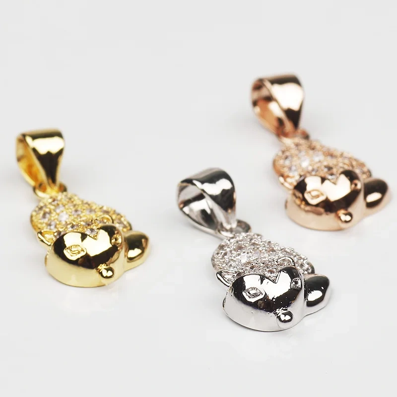 Unique Fine Animal Pet Dog Moon cat Owl Fox Sheep Goat Charm Pendant,Cute 18K Gold Necklace Bracelet for Jewelry Supplies N31