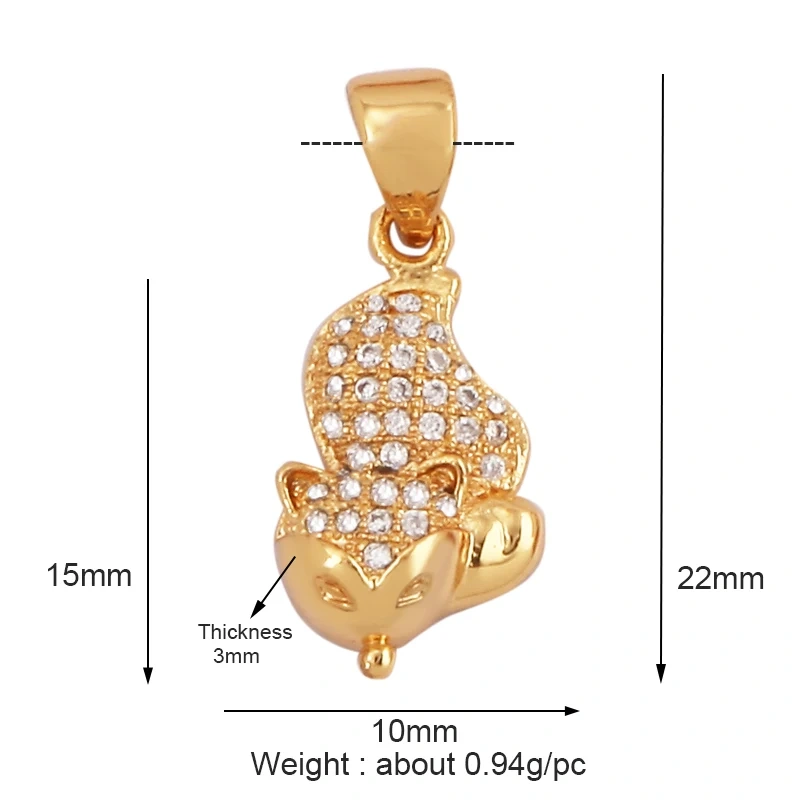 Unique Fine Animal Pet Dog Moon cat Owl Fox Sheep Goat Charm Pendant,Cute 18K Gold Necklace Bracelet for Jewelry Supplies N31