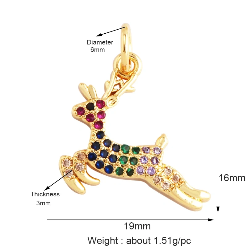 Animal Cat Dog Rabbit Leopard Lion Dinosaur Unicorn Charm Pendant,18K Gold Necklace Bracelet for Jewelry Findings Supplies M68