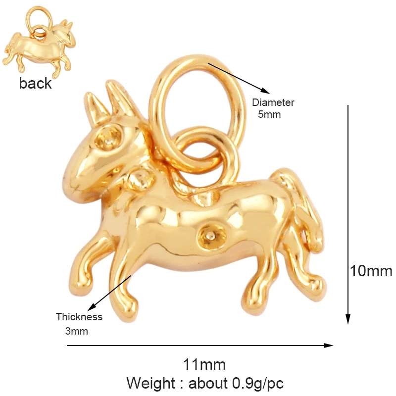 Animal Cat Dog Rabbit Leopard Lion Dinosaur Unicorn Charm Pendant,18K Gold Necklace Bracelet for Jewelry Findings Supplies M68