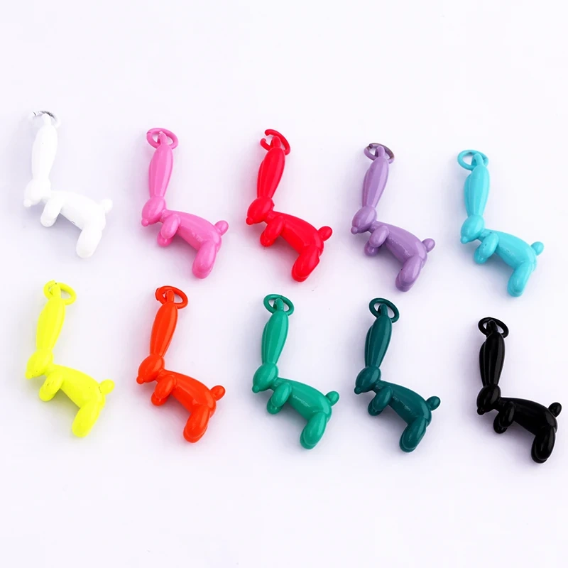 Enamel Puppy Puddles Ballon Dog Rabbit Charm Pendant,Neon Yellow Orange Green Pink,Jewelry Necklace Bracelet Making Supplies M89