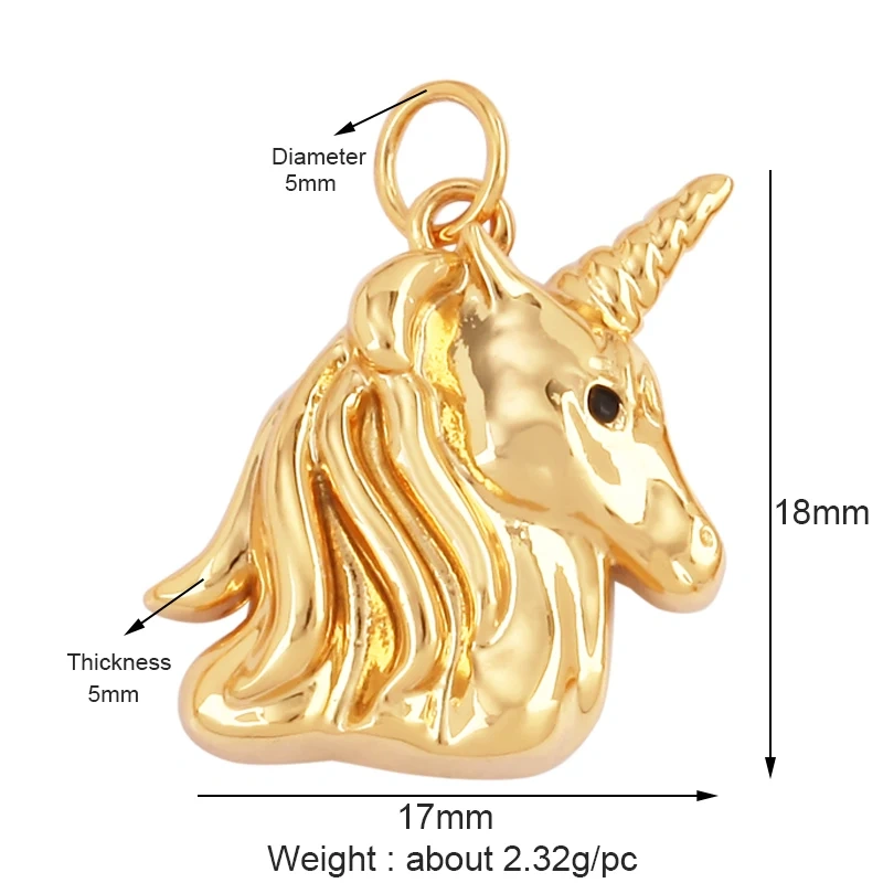 Animal Cat Dog Rabbit Leopard Lion Dinosaur Unicorn Charm Pendant,18K Gold Necklace Bracelet for Jewelry Findings Supplies M68