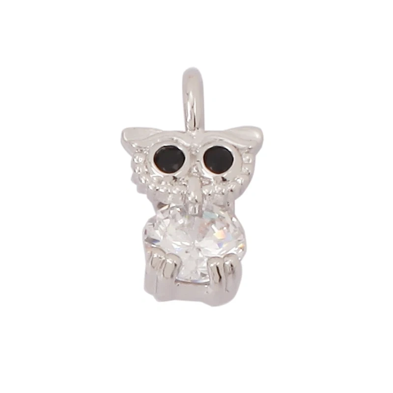 Unique Fine Animal Pet Dog Moon cat Owl Fox Sheep Goat Charm Pendant,Cute 18K Gold Necklace Bracelet for Jewelry Supplies N31
