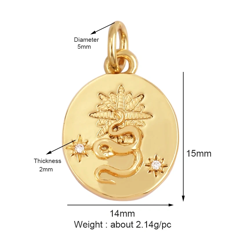 Animal Cat Dog Rabbit Leopard Lion Dinosaur Unicorn Charm Pendant,18K Gold Necklace Bracelet for Jewelry Findings Supplies M68