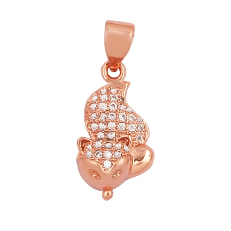 Unique Fine Animal Pet Dog Moon cat Owl Fox Sheep Goat Charm Pendant,Cute 18K Gold Necklace Bracelet for Jewelry Supplies N31