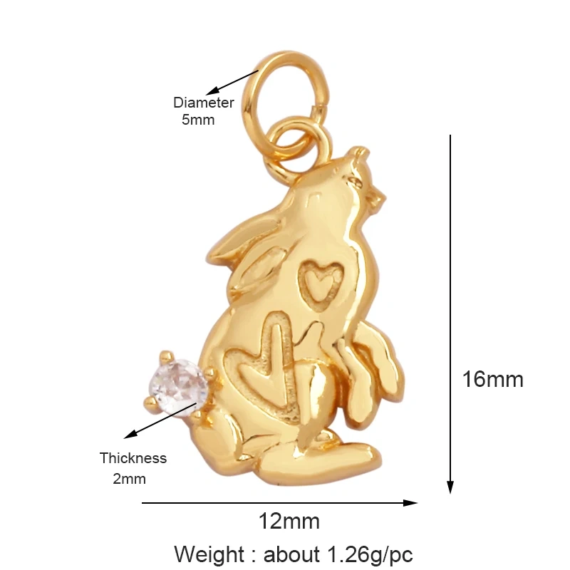 Animal Cat Dog Rabbit Leopard Lion Dinosaur Unicorn Charm Pendant,18K Gold Necklace Bracelet for Jewelry Findings Supplies M68