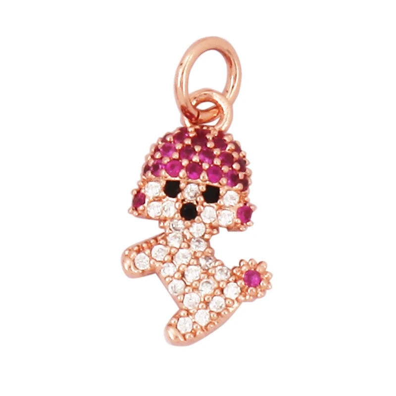 Unique Fine Animal Pet Dog Moon cat Owl Fox Sheep Goat Charm Pendant,Cute 18K Gold Necklace Bracelet for Jewelry Supplies N31