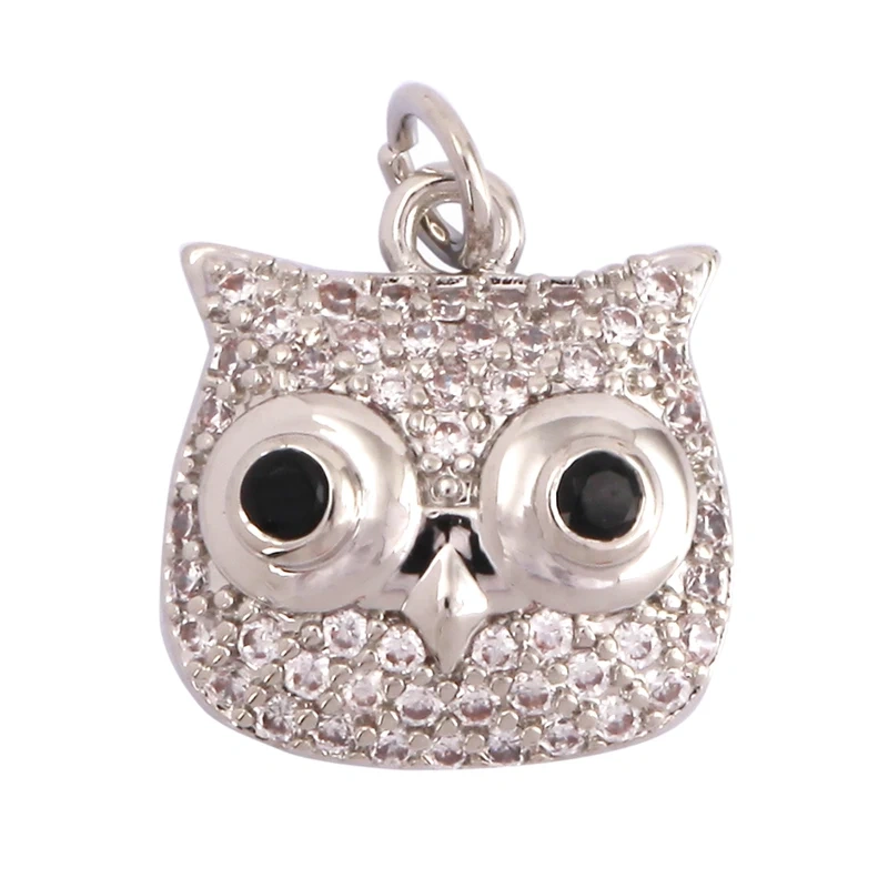 Unique Fine Animal Pet Dog Moon cat Owl Fox Sheep Goat Charm Pendant,Cute 18K Gold Necklace Bracelet for Jewelry Supplies N31