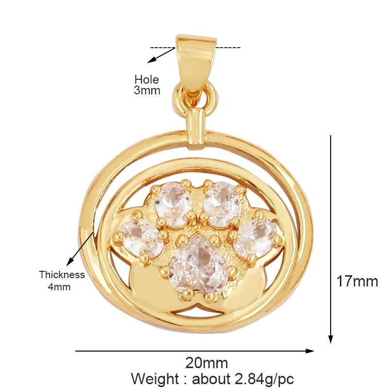 Animal Cat Dog Rabbit Leopard Lion Dinosaur Unicorn Charm Pendant,18K Gold Necklace Bracelet for Jewelry Findings Supplies M68